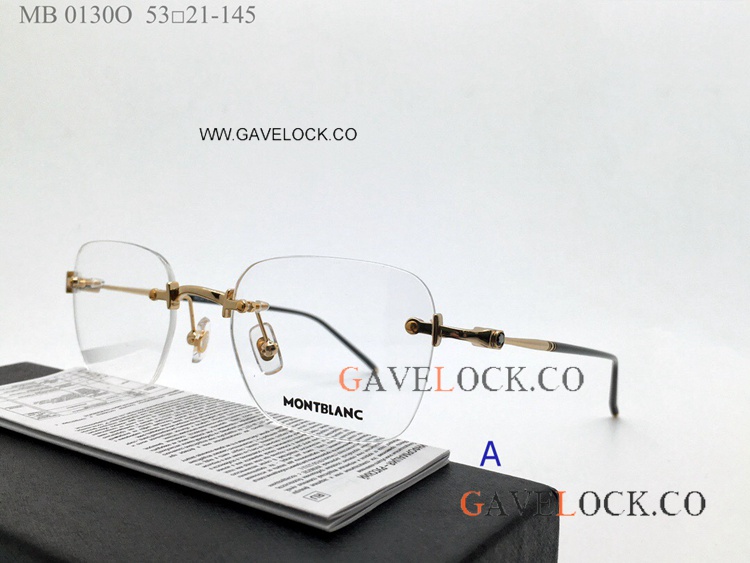 AAA grade Montblanc 0130O Eyeglass Rimless Gold Black